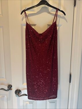 Marshalls Burgundy Sequin Slip Mini Dress